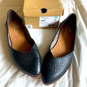 Toms Jutti Black Flats croc leather 8